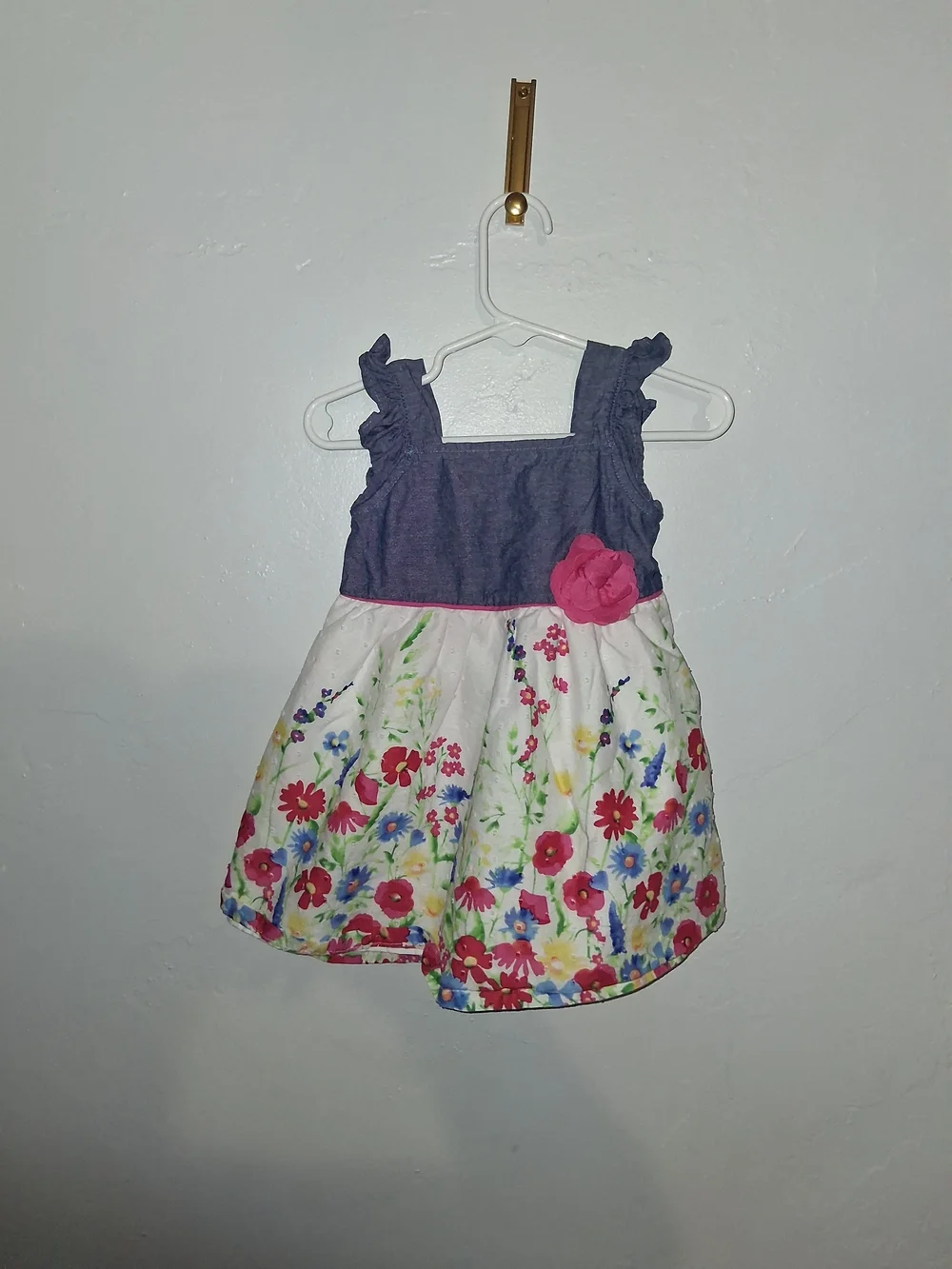 Penelope Mack Blue Bodice Floral Sundress with Pink Flower